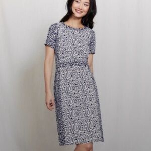 NWOT Boden Island navy blue and white calico floral shift dress 8 S M